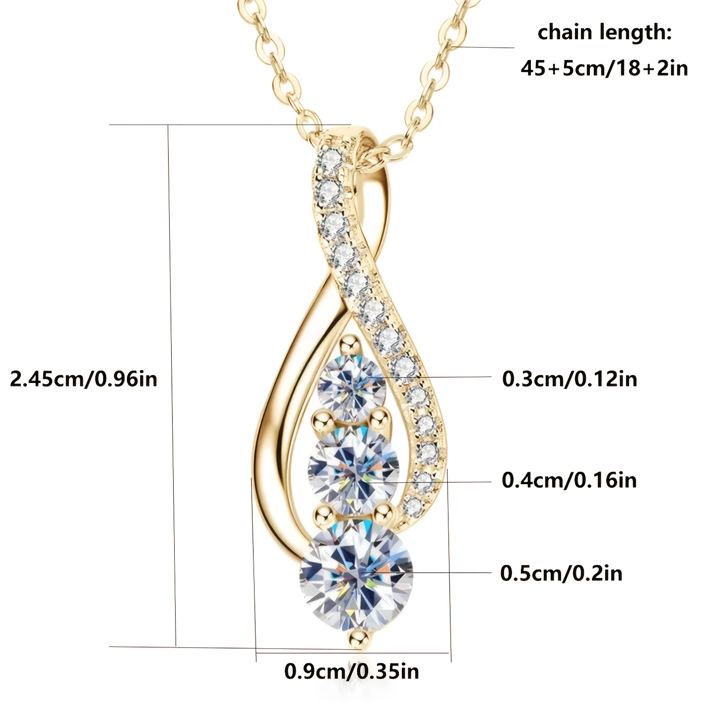 925 Sterling Silver Moissanite Necklace with Three Pendants
