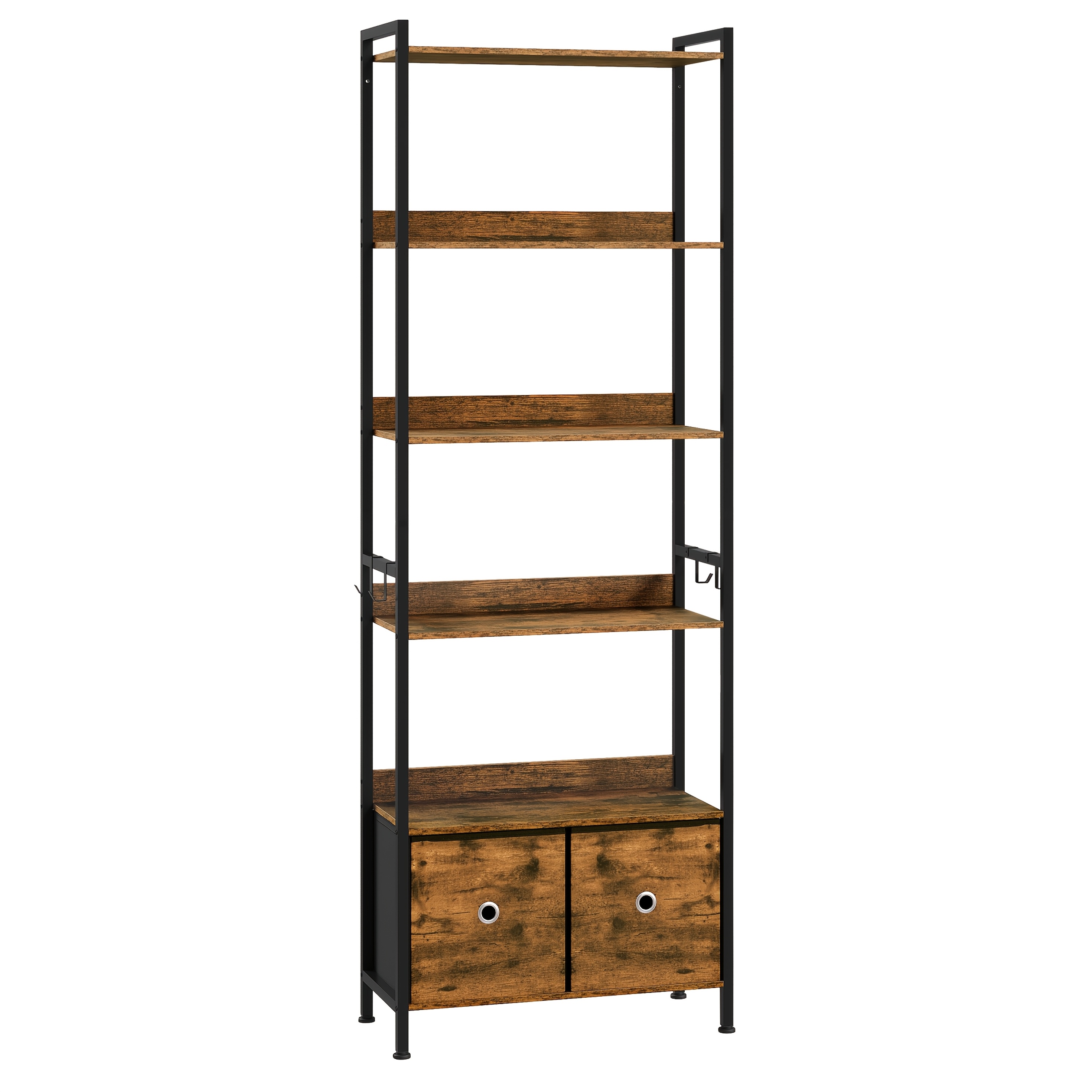 Five-layer Bookshelf With Fabric Drawers, Office Bookshelf, Storage Bookshelf, Suitable For Offices And Living Rooms, 63x30x187cm