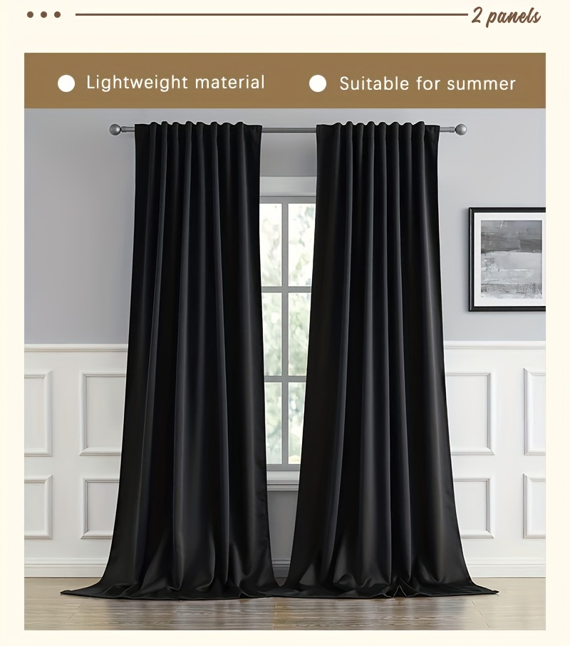 2pcs modern blackout curtains thermal insulated twill weave polyester noise reduction light blocking for living room bedroom study hook   pocket hanging     theme details 16