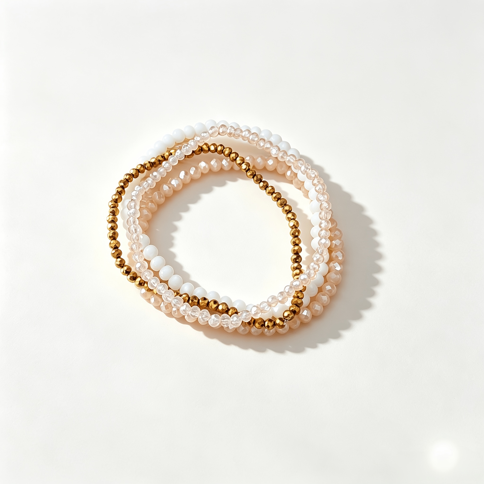 4pc Stackable Cut-Face Small Bead Bracelet Set
