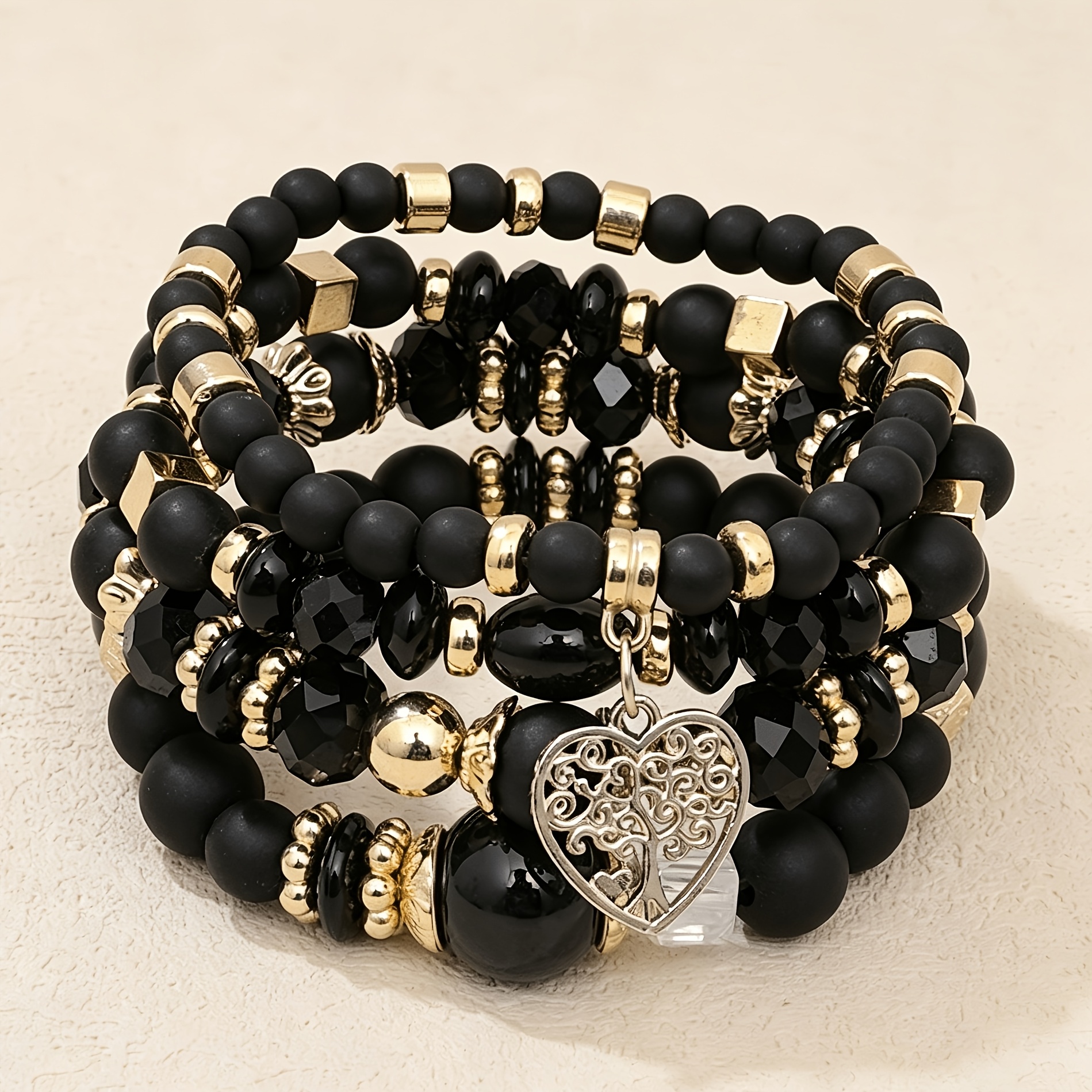 TEMU Cross-border New Product Bohemian Ethnic Style Multi-layered Beaded Bracelet For Women, Versatile High-end Hand Jewelry