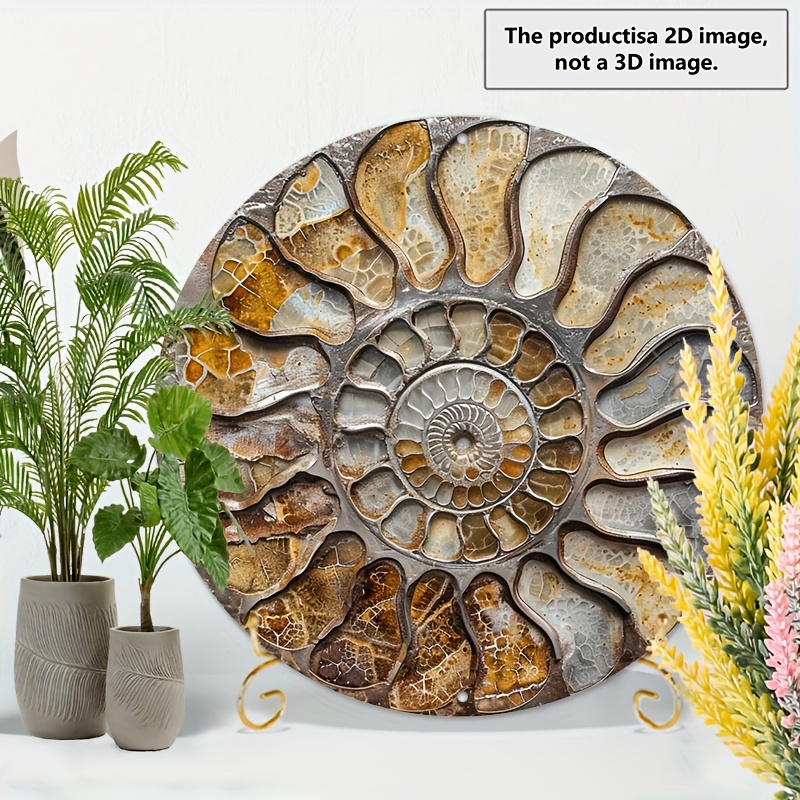 

Natural Ammonite Fossil Aluminum Wall Art - 8"x8" | Durable & Uv Protected Metal Sign For Home, Bar, Cafe, Garage Decor | Easy To Hang