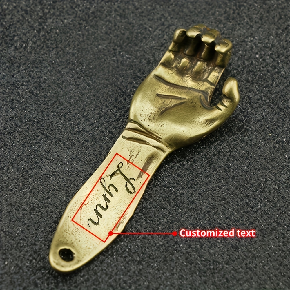 TEMU 【名入れ可能】ボトルオープナー付き 彫刻入り真鍮キーホルダー - 手作りで丈夫な手形デザインのキーリング、父の日、クリスマス、感謝祭のカスタムに - キッチンやダイームの装飾に最適な可愛くて意味のある機能的なキーホルダー