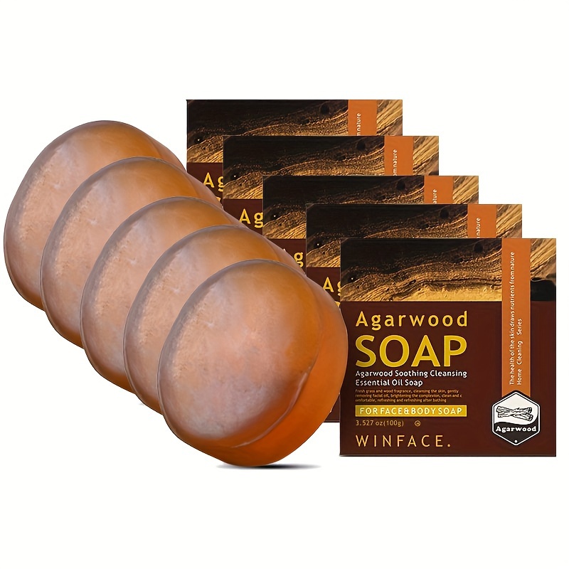 Image of 5 Boxes Agarwood Essential Oil Manual Soap Essential Oil Soap Manual Agarwood Soap Cool And Comfortable Cleaning Bath Face Cleaning Bath Cleaning Hands For Men And Women
