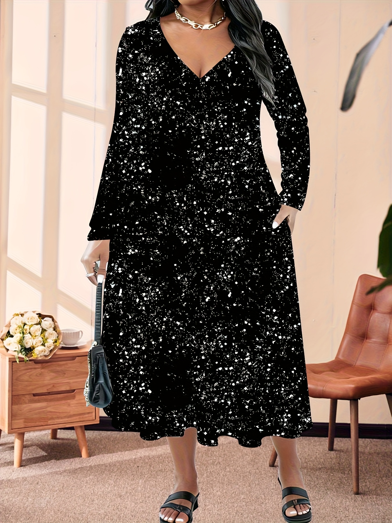 plus size sequin dress sold on Temu United States