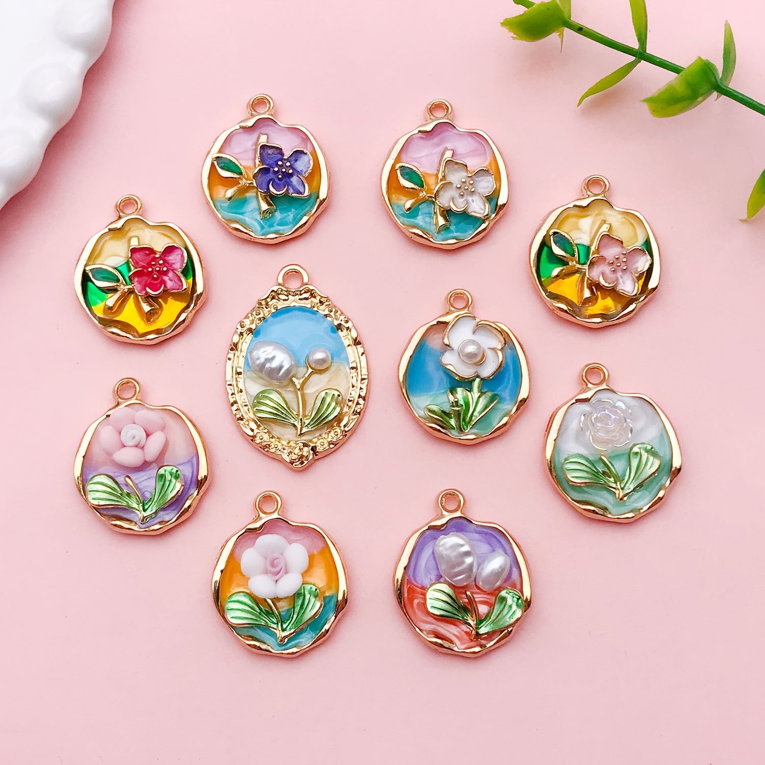 

10pcs Enamel For Women Diy Bracelet Earring Necklace Jewelry Making