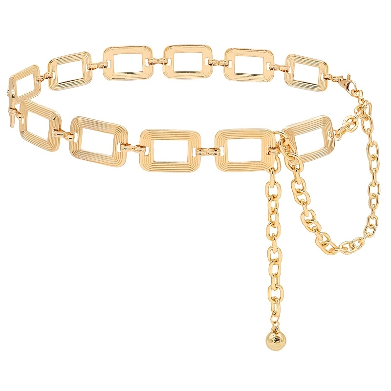 Women's Multifunctional Hollow Square Metal Belt, Halloween Fashion Summer Skirt Additions Or Jeans