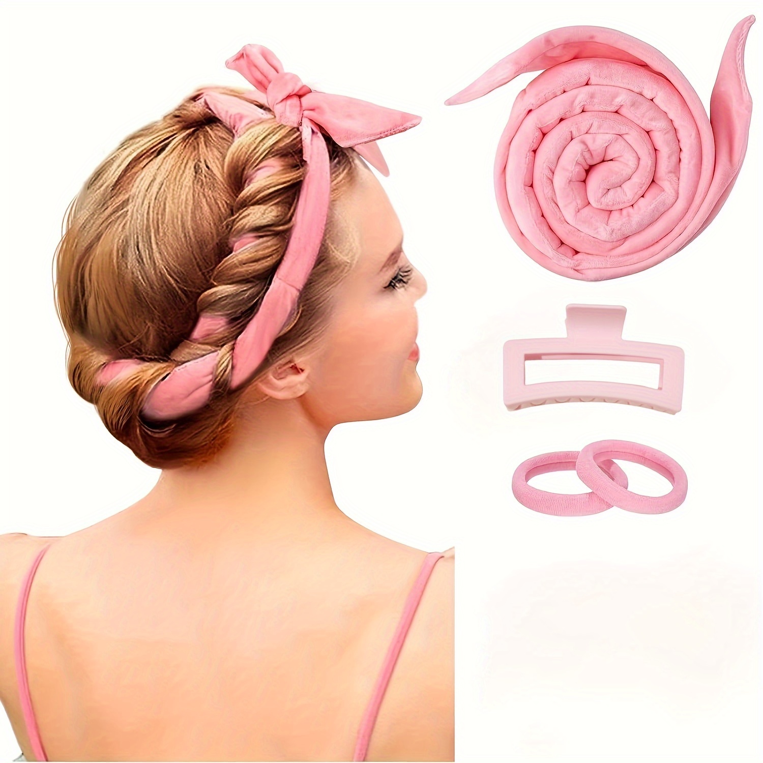 

60" Extra Long Heatless Curling Rod Headband: Sleep-in Friendly, Super Soft Velour, High-quality Tailoring - Perfect For Normal Hair Types