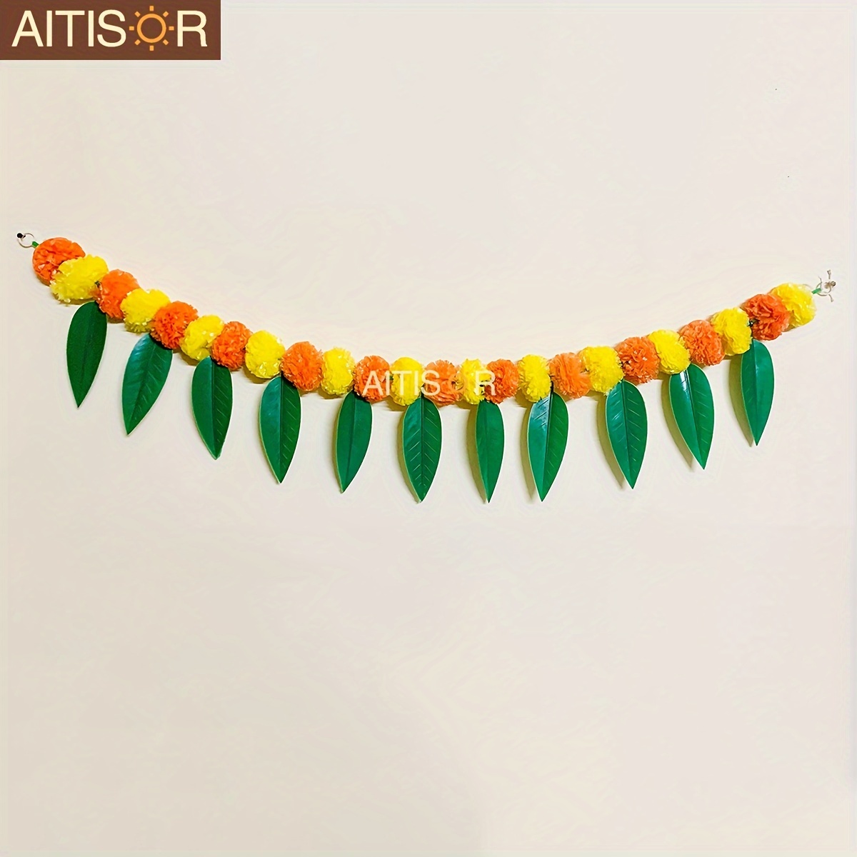 

Aitisor Artificial Flower Door - 3.33 Ft Hanging Decoration With Plastic Mango Leaves For Diwali, , Thanksgiving, - Universal Holiday Garland, No Electricity Required