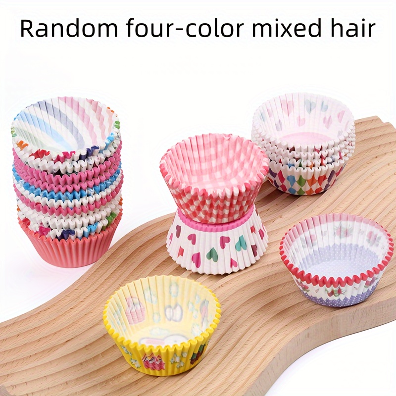 

100pcs, Colorful Pattern Muffin Cups, Disposable Cupcake Cups, 4 Patterns Paper Cupcake Liners, Muffin Molds, Baking Tools, Kitchen Gadgets, Kitchen Accessories