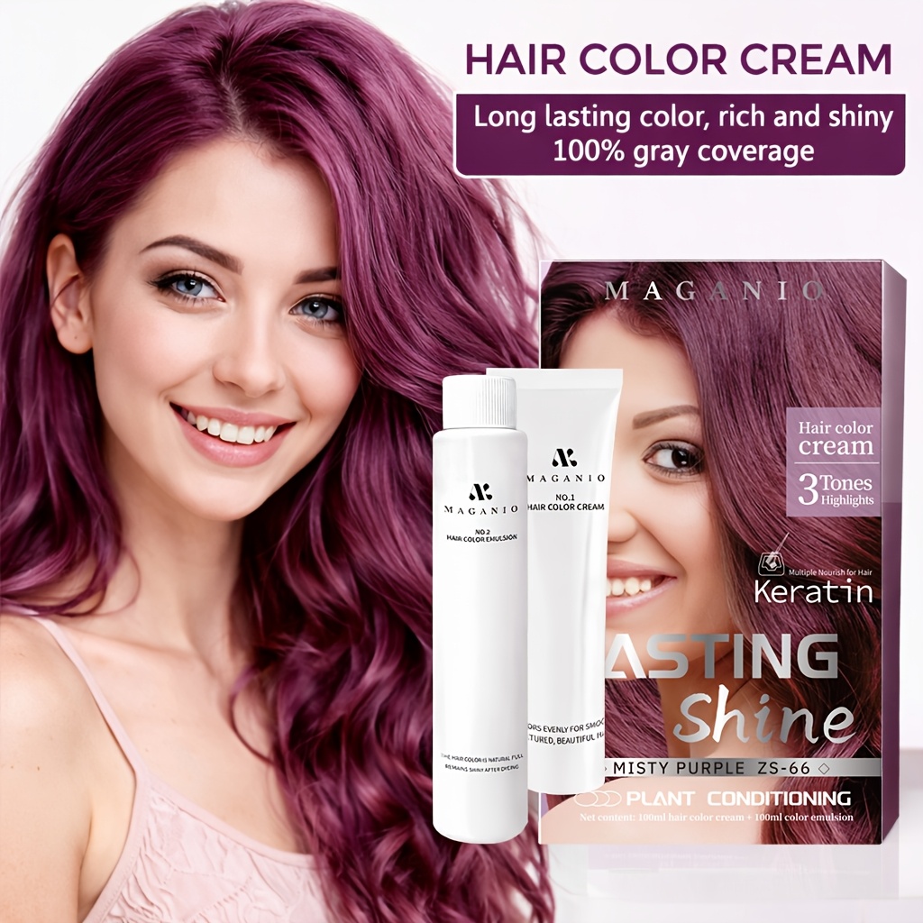 TEMU Keratin 6-color Permanent Hair Includes Developer And Coloring Tools - Long-lasting, Vibrant Color With Ingredients, Ginger, Polygonum