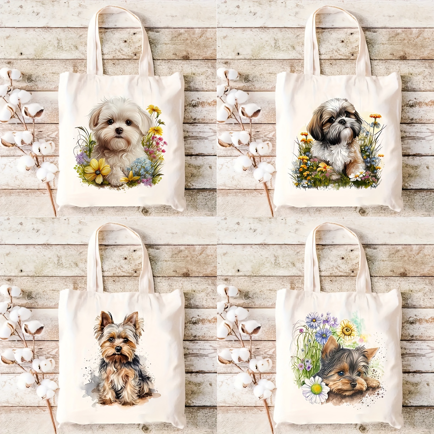 

Cute Dog Pattern Bag Tote Bag, Grocery Shopping Bag, Multi Functional Double-sided Printed Handbag Storage Bag