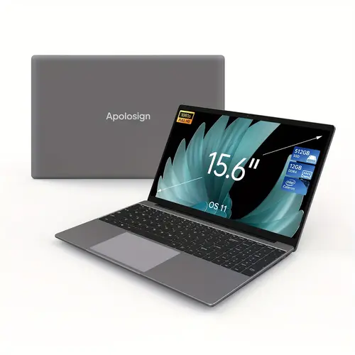 15 6 inch business and students laptop 12gb ddr4 512gb ssd light os 11 home computer wifi 1920 1080 fhd display n5095 178 open angle sleek portable and powerful and students laptop for work study and entertainment