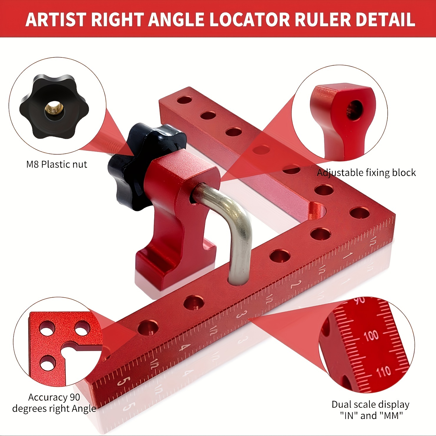 aluminum angle clamps set 90 degree precision positioning corner clamp tools for woodworking carpenter square picture frames boxes cabinets drawers durable metal construction non electric hand tool no battery needed pack of 1 details 9
