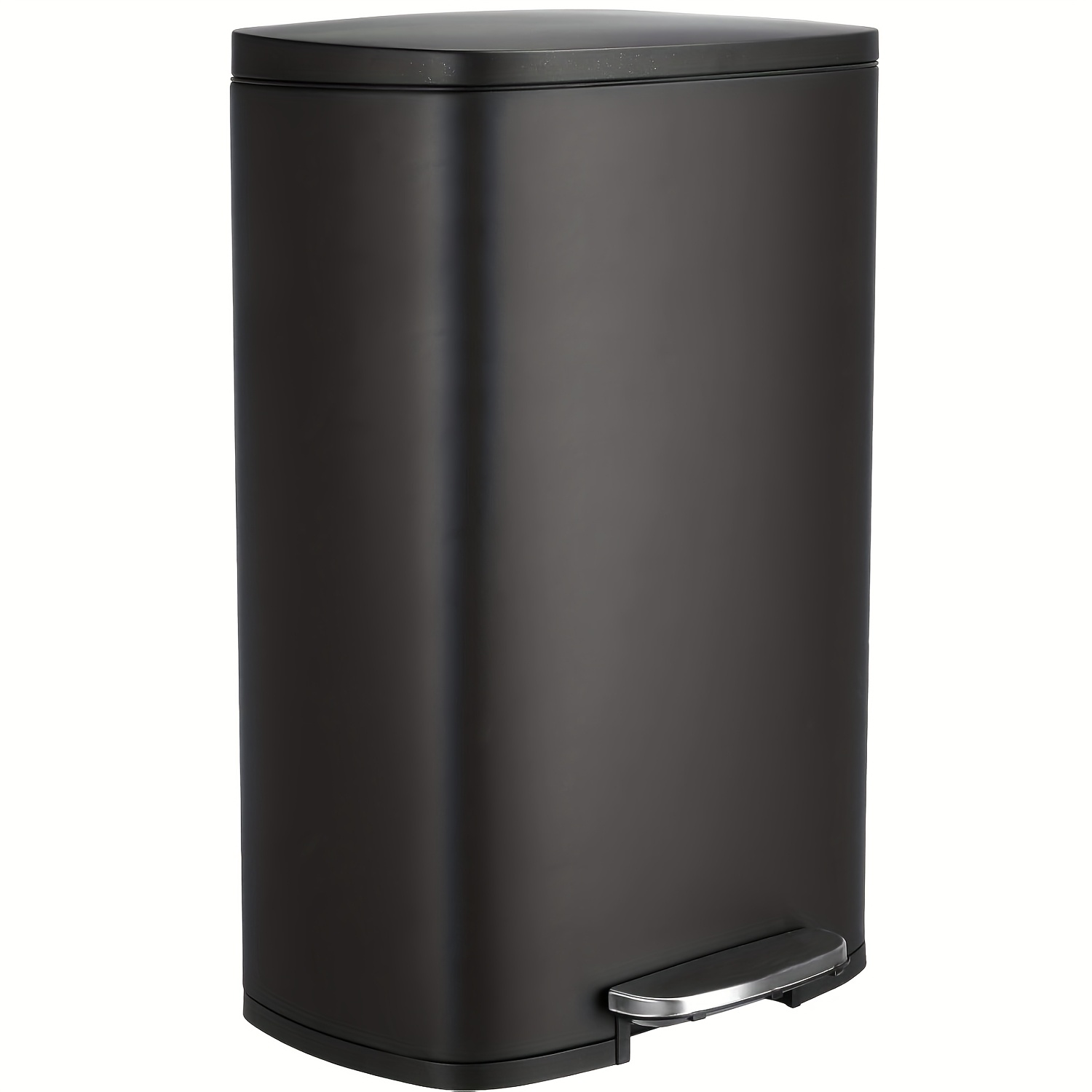 TEMU 50-liter Kitchen Waste Bin With A Slow-closing Lid, Made Of Stainless Steel, Featuring A Removable Inner Container, , And Foot Pedal Operation,
