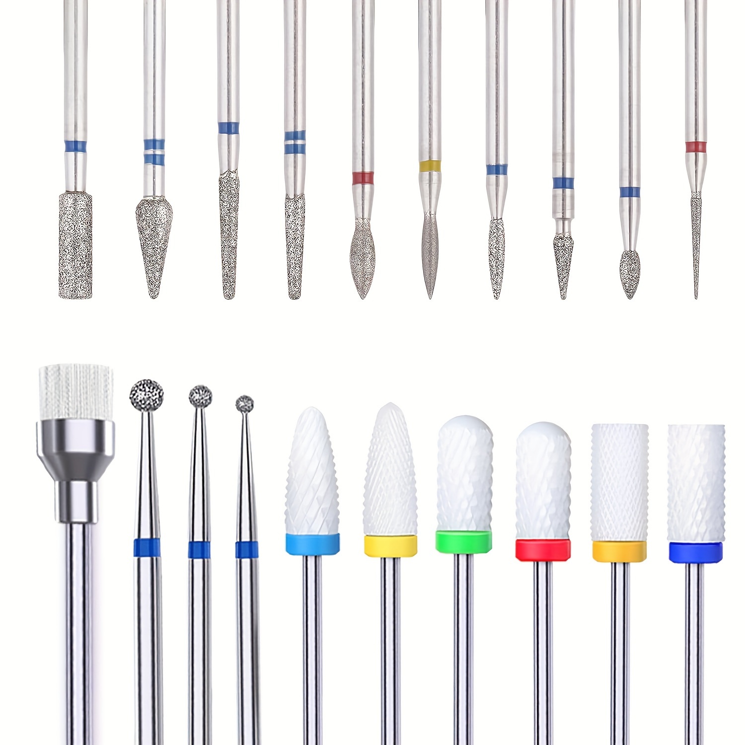 Image of A Set Of 20 Nail Drill Bits, 3/32" Professional Ceramic And File Heads, Electric Drill Manicure Nail Drill Bits, Suitable For Acrylic Gel Nail Manicure And Pedicure, Multi-grain Odorless Tool Set