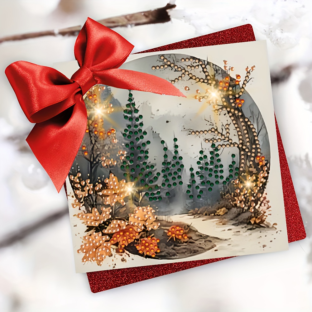 TEMU Popular New Styles: 6 Autumn Forest Themed Diamond Painting Greeting Cards