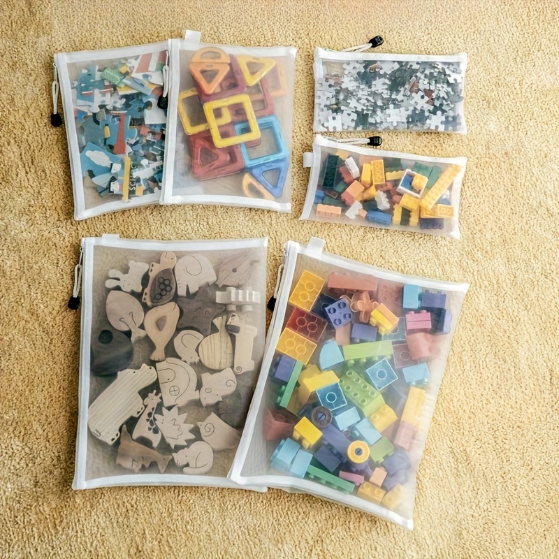 9pcs Large Capacity Nylon Mesh Zipper Storage Bags - Transparent