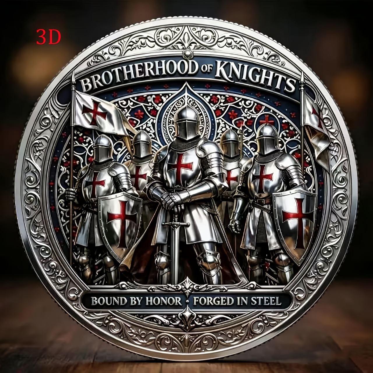 Image of Replica Coin Commemorative And Challenge Themed Around "templar Knights", Featuring 3d Embossing And Rich Details, Are Ideal For Collectors Of History And Knight . Can Serve As Gifts Conveying
