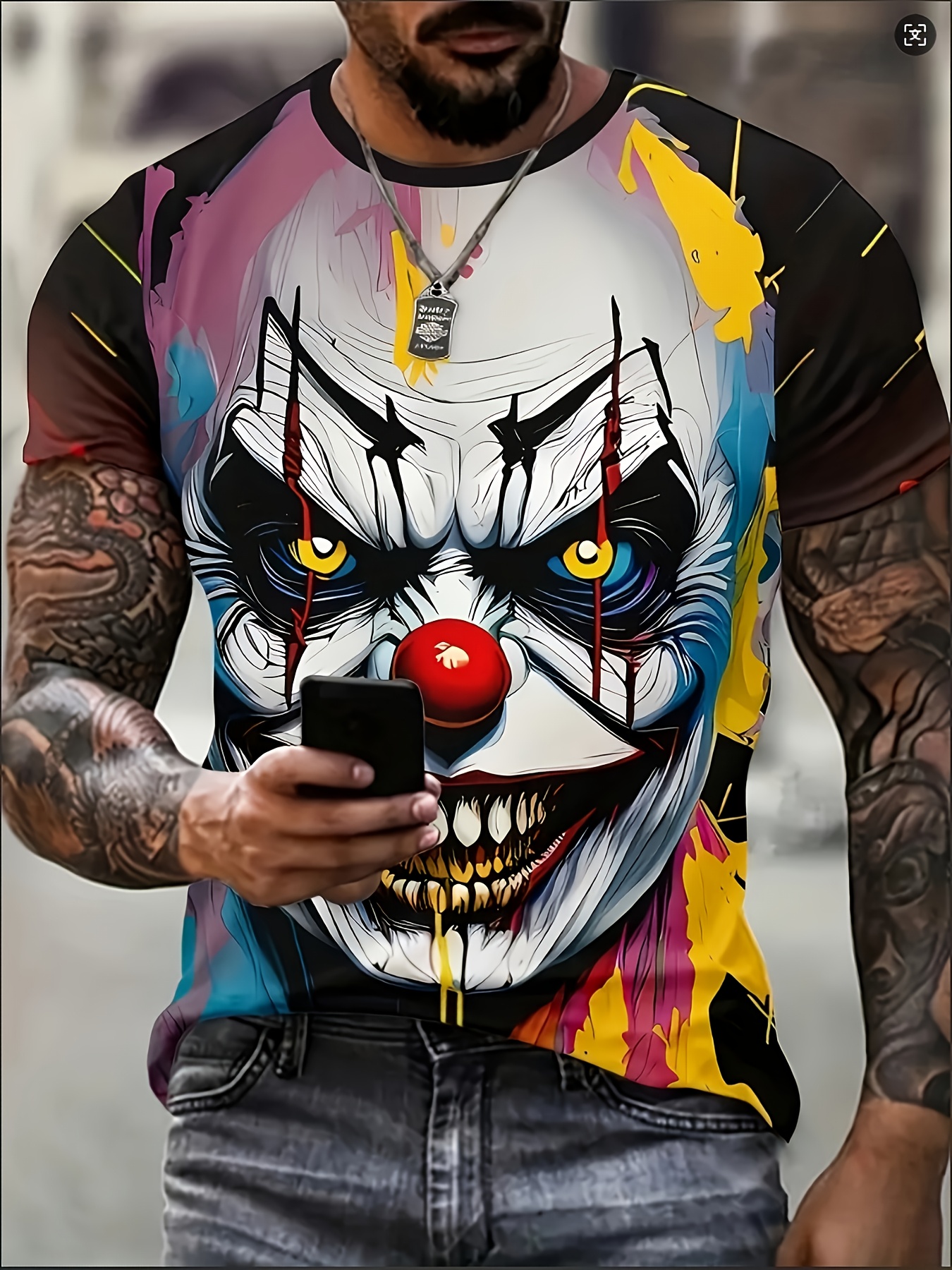 clown shirt sold on Temu United States