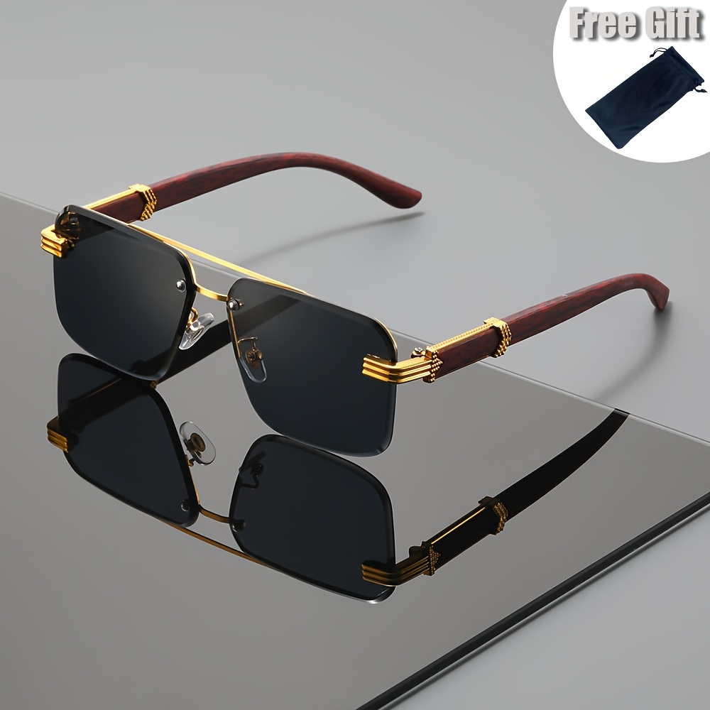 Fashion Semi-rimmed Men's Sunglasses, Unisex Style, Uv400, Trendy Item, Anti-grain Print Frame, Suitable For Commuting, Driving, Travel, Fishing, Daily Use, Golf, With Eyeglass Case