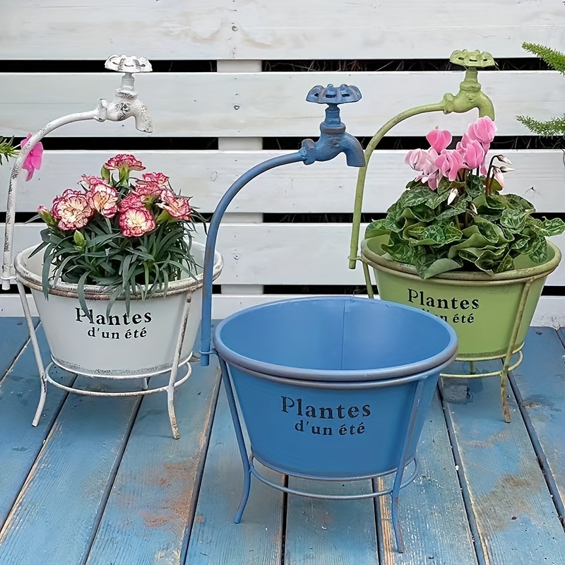 YARNOW Vintage Blumenvase – Zink-Eimer Im Landhaus-Look