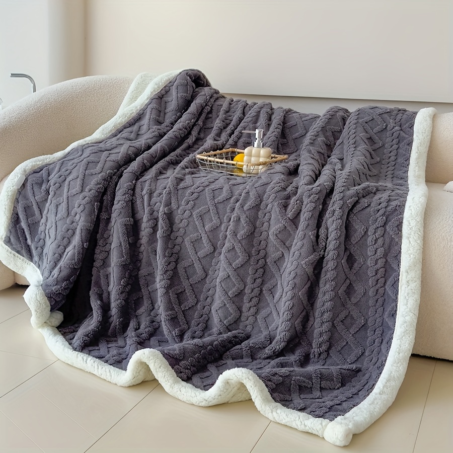 

1pc Double-sided Fleece Bed Blanket, Autumn And Winter Thickened Sofa Blanket, Air Conditioning Blanket, Suitable For All