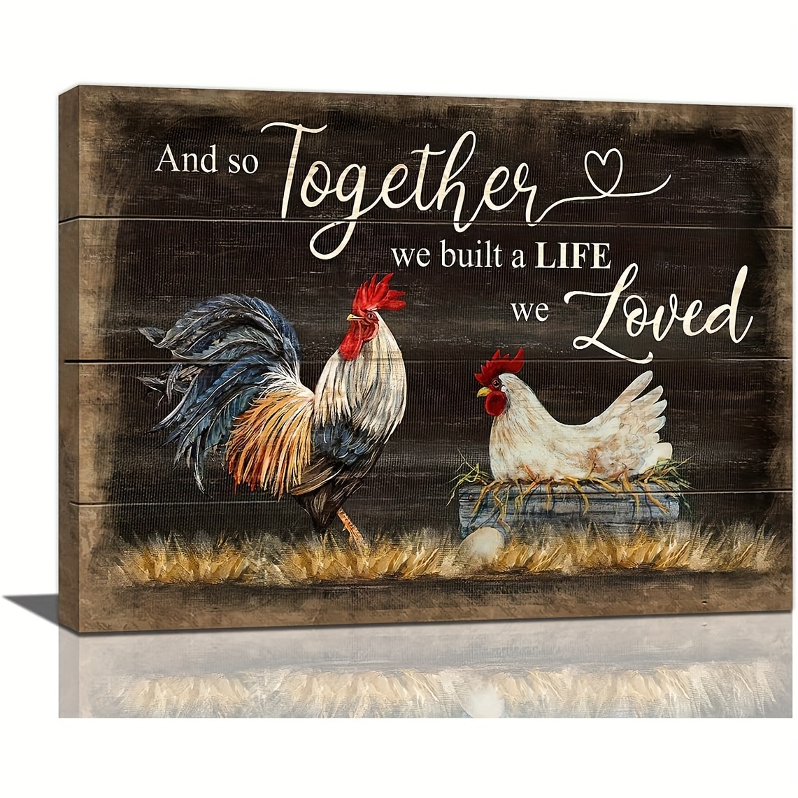 

1pc, Farmhouse Rooster Wall Artwork Country Chicken Hen Hatching Chicks Canvas Painting Oil Poster For Kitchen Dining Room Living Room Bedroom Hallway Bathroom Toilet Wall Decoration 12x16 "frameless