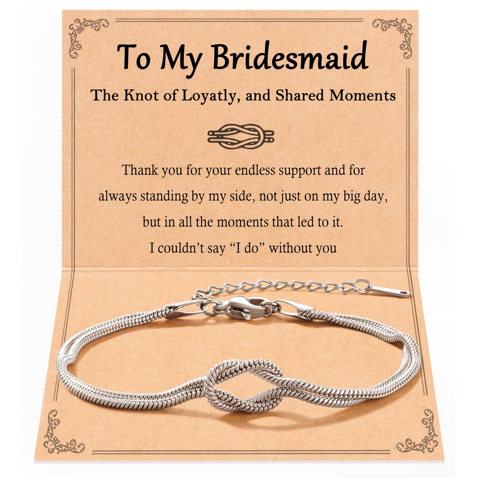 TEMU Bracelet Nœud de pour d' - Un Cadeau Attentionné pour et les Compagnes de Mariage, Livré avec une Carte