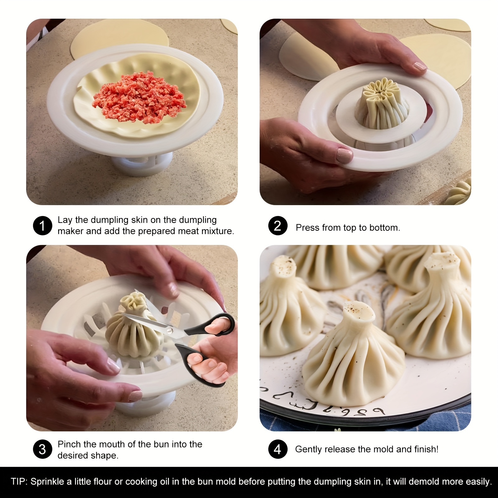 1pc easy release non stick dumpling mold baozi maker food safe plastic quick gadget for baking and cooking no battery required details 2