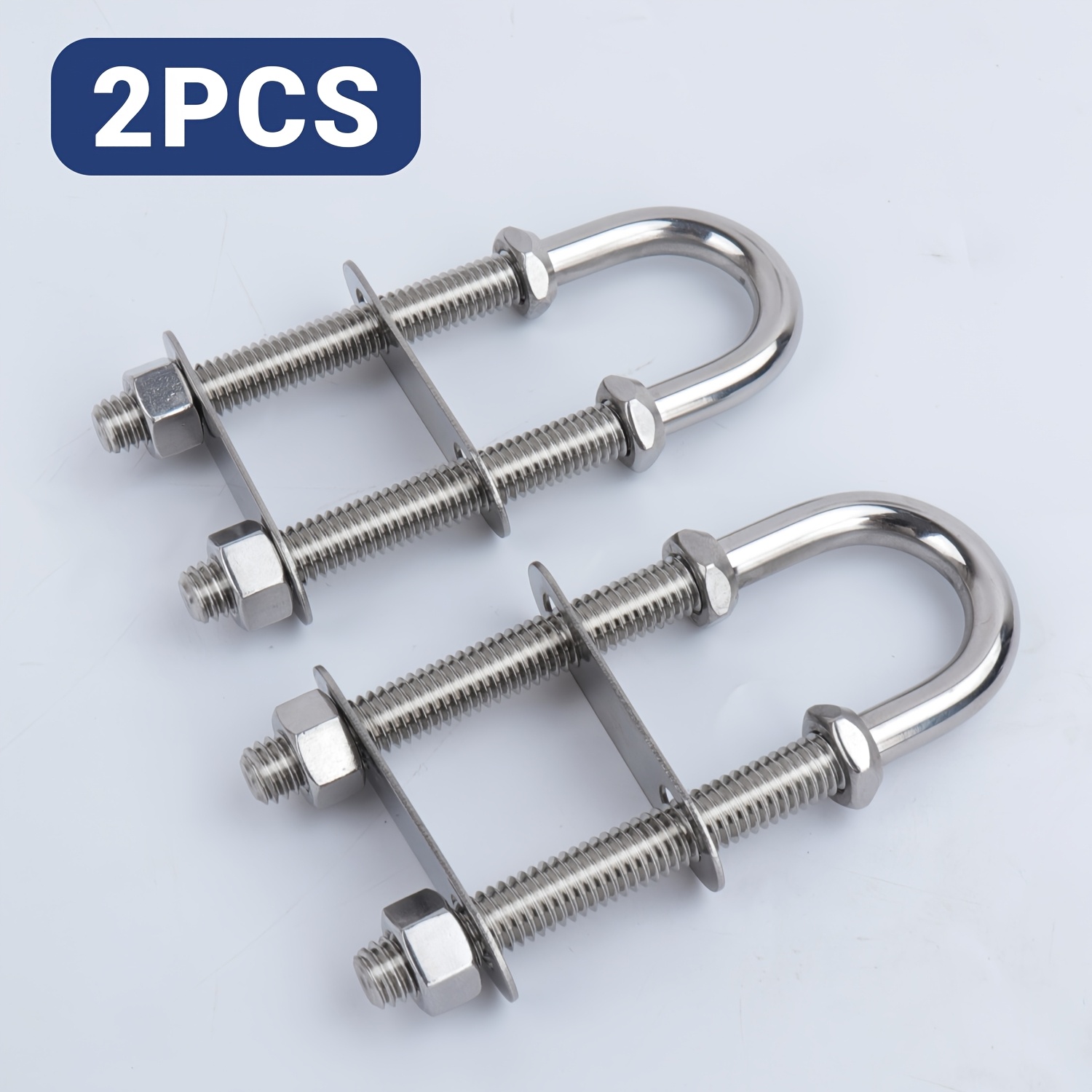 TEMU (1pc/2pcs) Marine U-bolts, Made Of Heavy-duty Steel, Designed For Trailers, Includes Lock Nuts And Washers, Ideal For Boats And Yachts