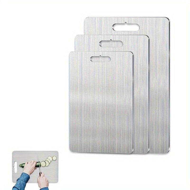 

3pcs Stainless Steel , Cutting Boards For Kitchen, , Double Sided Set For Cooking Tasks