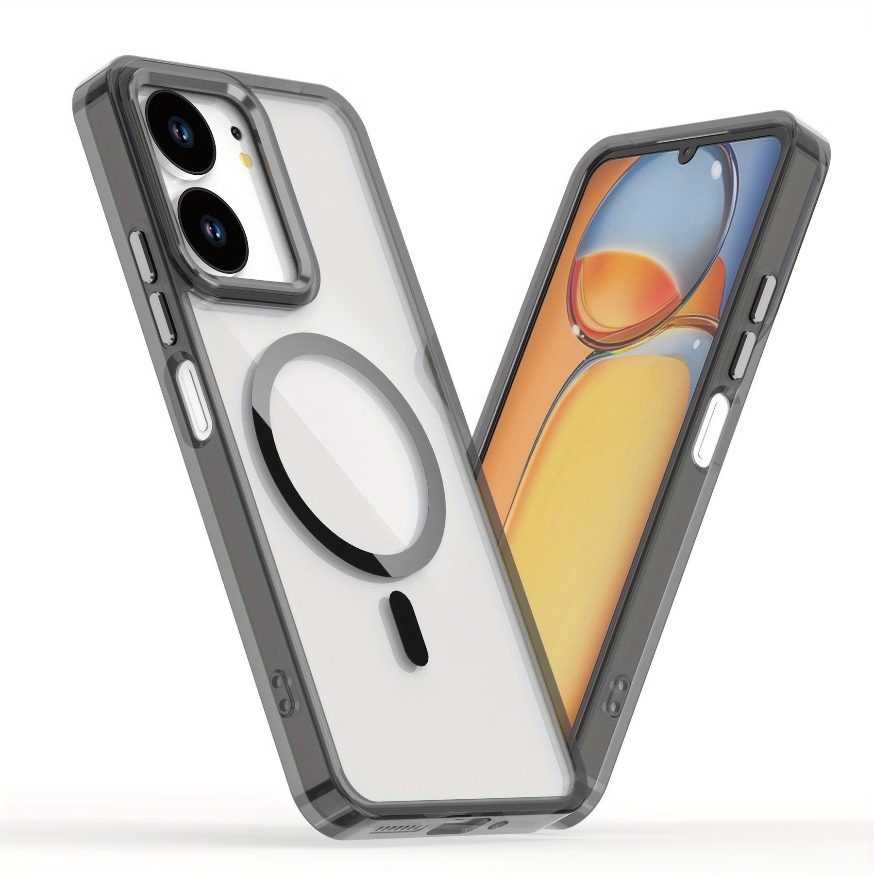TEMU de Teléfono Inalámbrica Magnética con Carga Inalámbrica, Botón Anticaída, Transparente y Hardware Incluido, Adecuada para Redmi 13C, , Nueva