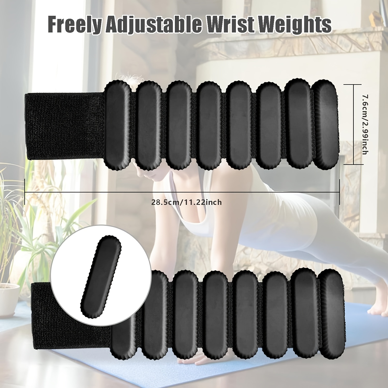 Adjustable 1Lb Ankle Weights for Women Men - Home Gym Workout, Walking, Running, Travel, Pilate, Yoga, Exercise, Barre, Strength Training - Set of 2