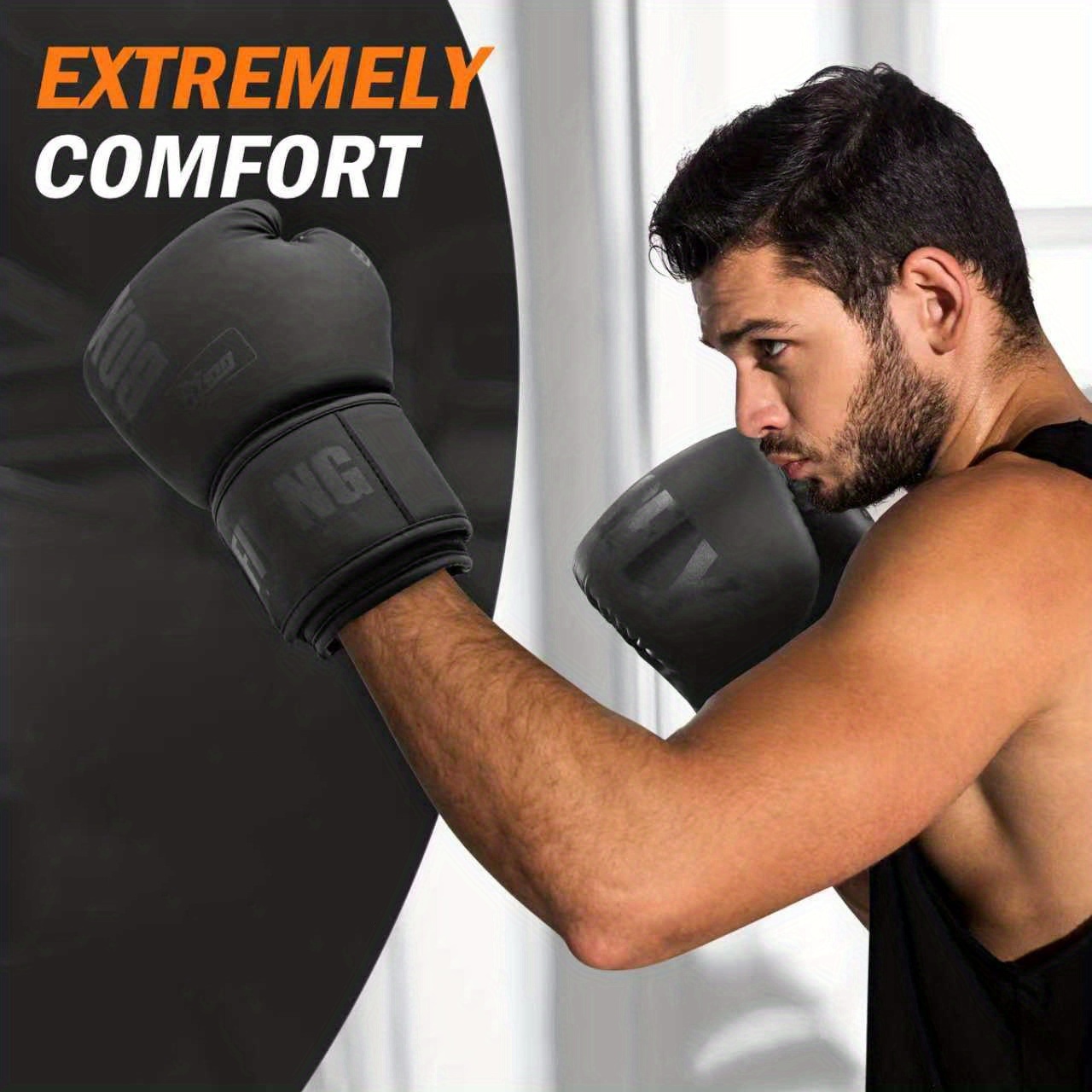 FIVING 10 12 14 16oz Boxing Gloves | PU Faux Leather Training Gloves, Closure