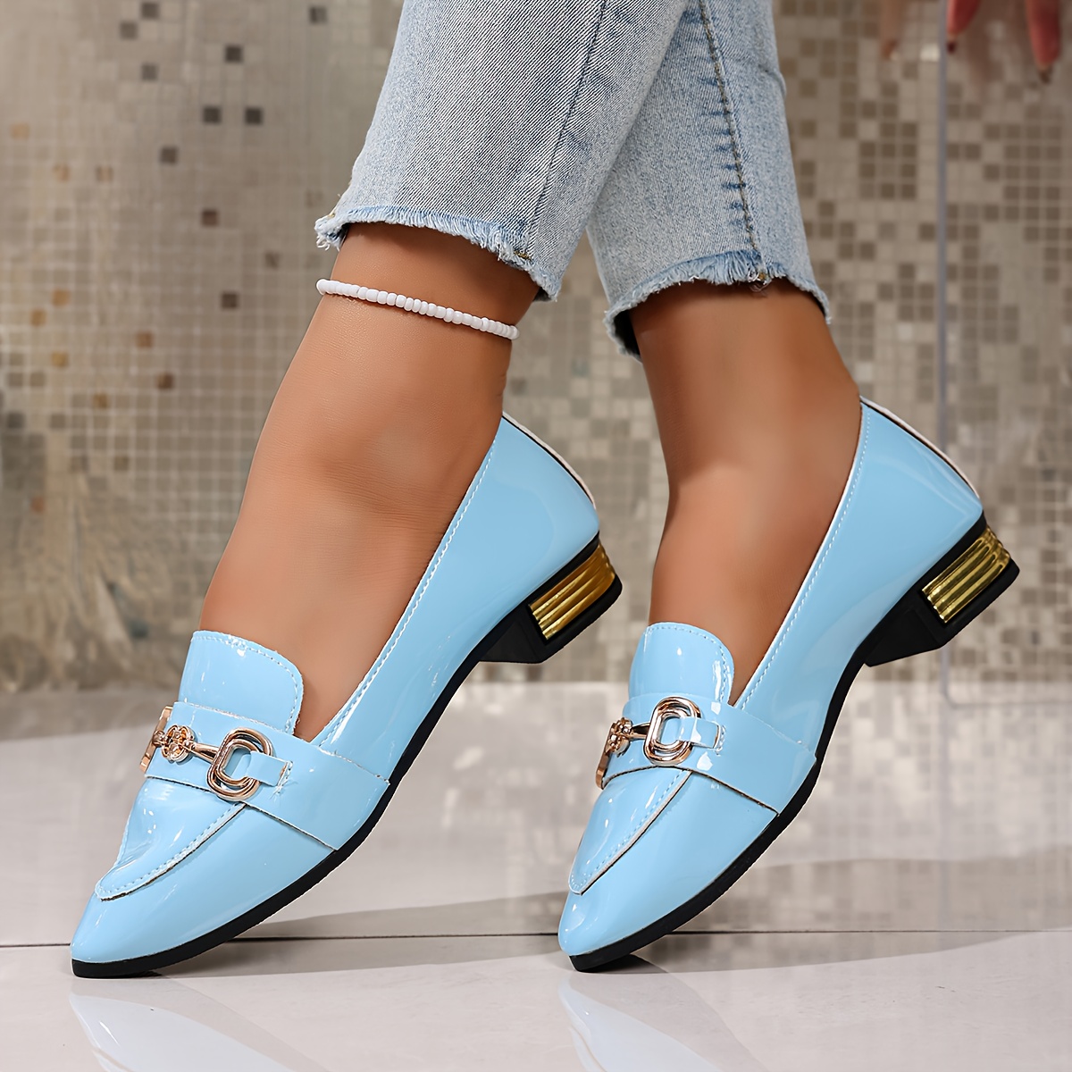 ladies seasonal flats high heeled loafers slip casual shoes