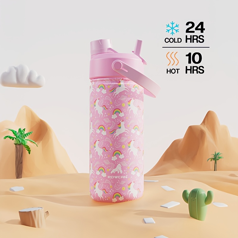 *-18 Oz, Insulated Water Bottle with Straw, Stainless Steel, Double Wall  Water Bottle, Leak Proof Vacuum Cup * */White *