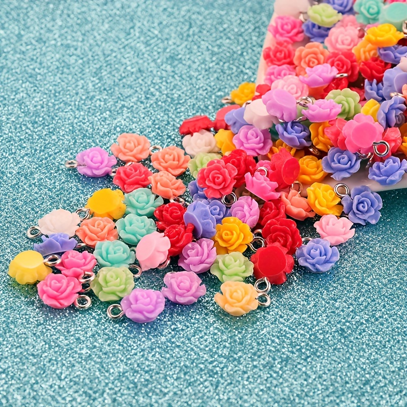 

50 pcs Couleur Unie Rose Résine Pendentif Collier Bracelet Pendentif BIJOUX À BRICOLER SOI-MÊME Petit Pendentif Accessoires