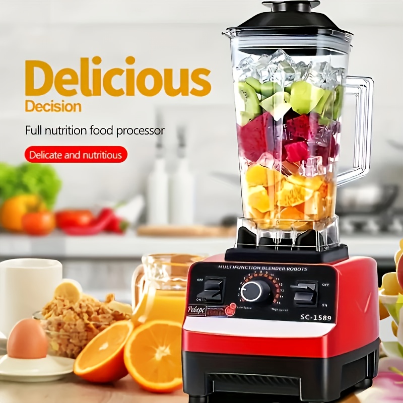 TEMU Commercial Blender Heavy Duty Professional Blender, 2000w Blender With 2l Container For Shakes, Smoothies, Ice , Fruits, Soups, Dry Grinding,