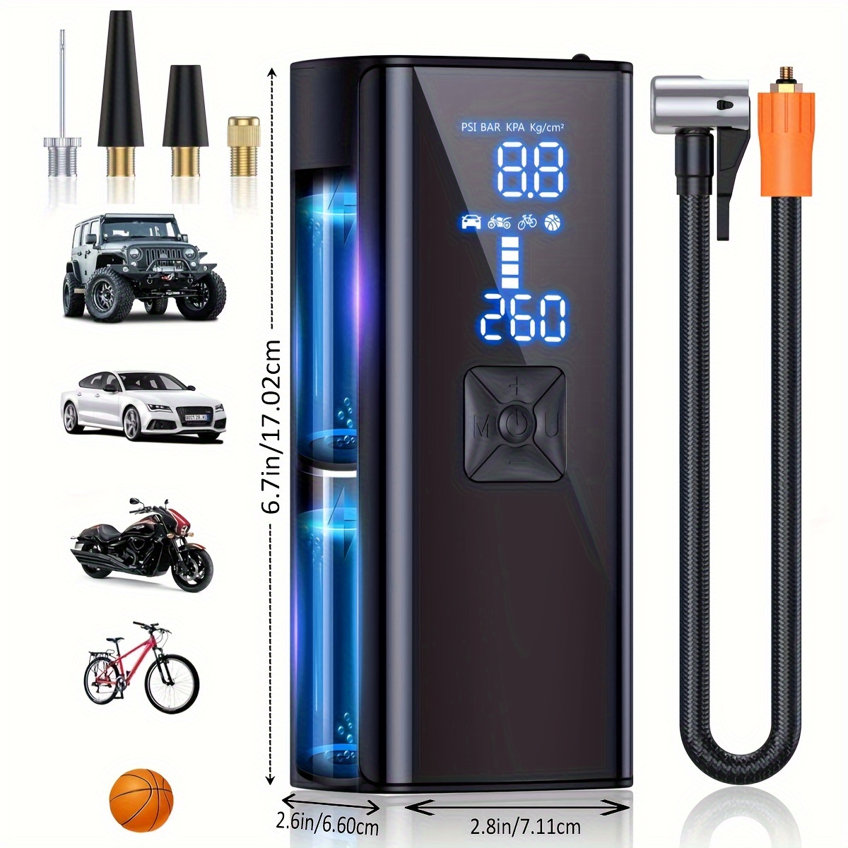 CARSUN C1808 Cordless Tire Inflator Digital Display Portable Air Copressor With LED Light For Otorcycle Bicycle