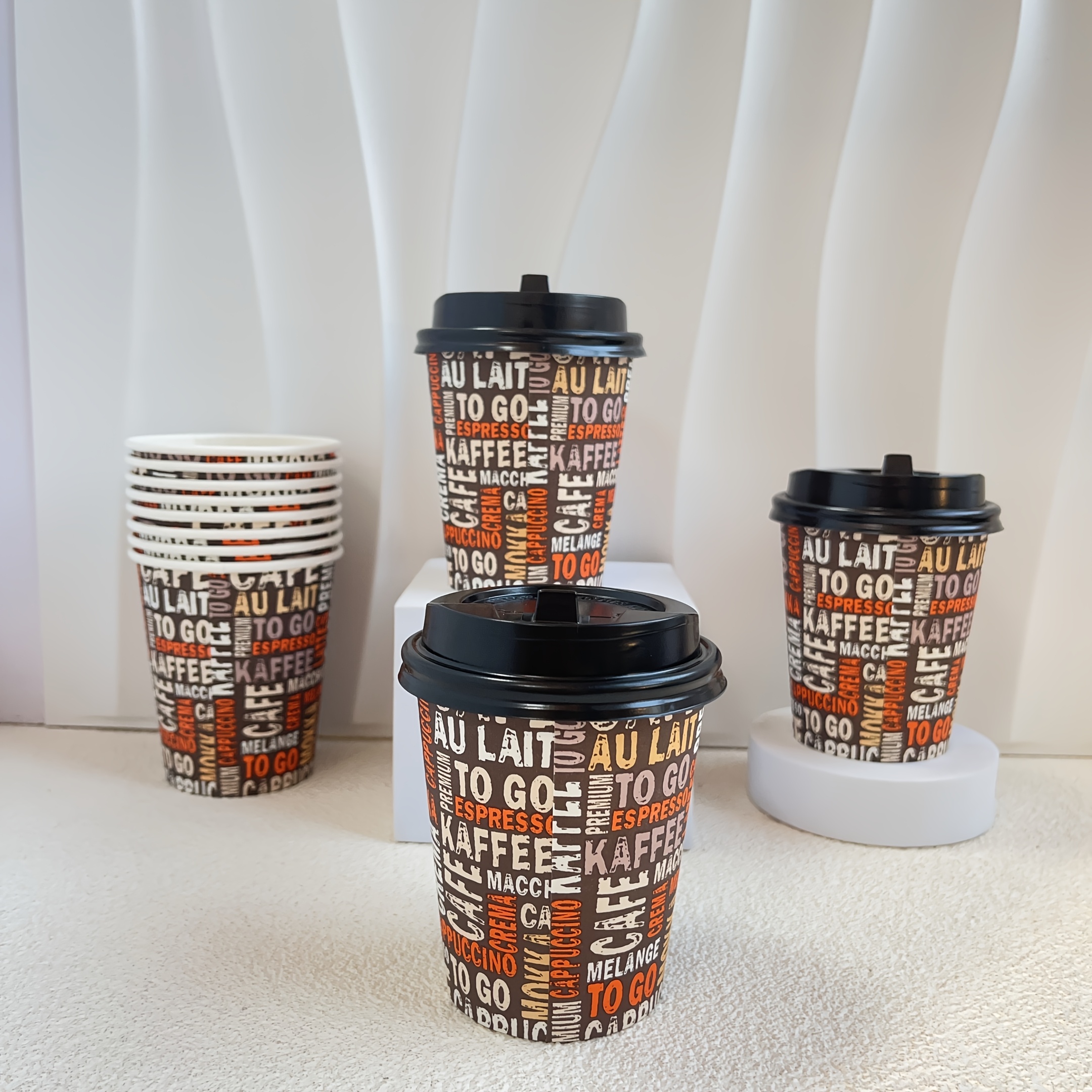 8oz дебели еднократни хартиени чаши со капаци - совршени за домашна и комерцијална употреба, идеални за кафе, лате, млеко чај - покриени со полиетилен, само за рачно миење Детали за производот 0