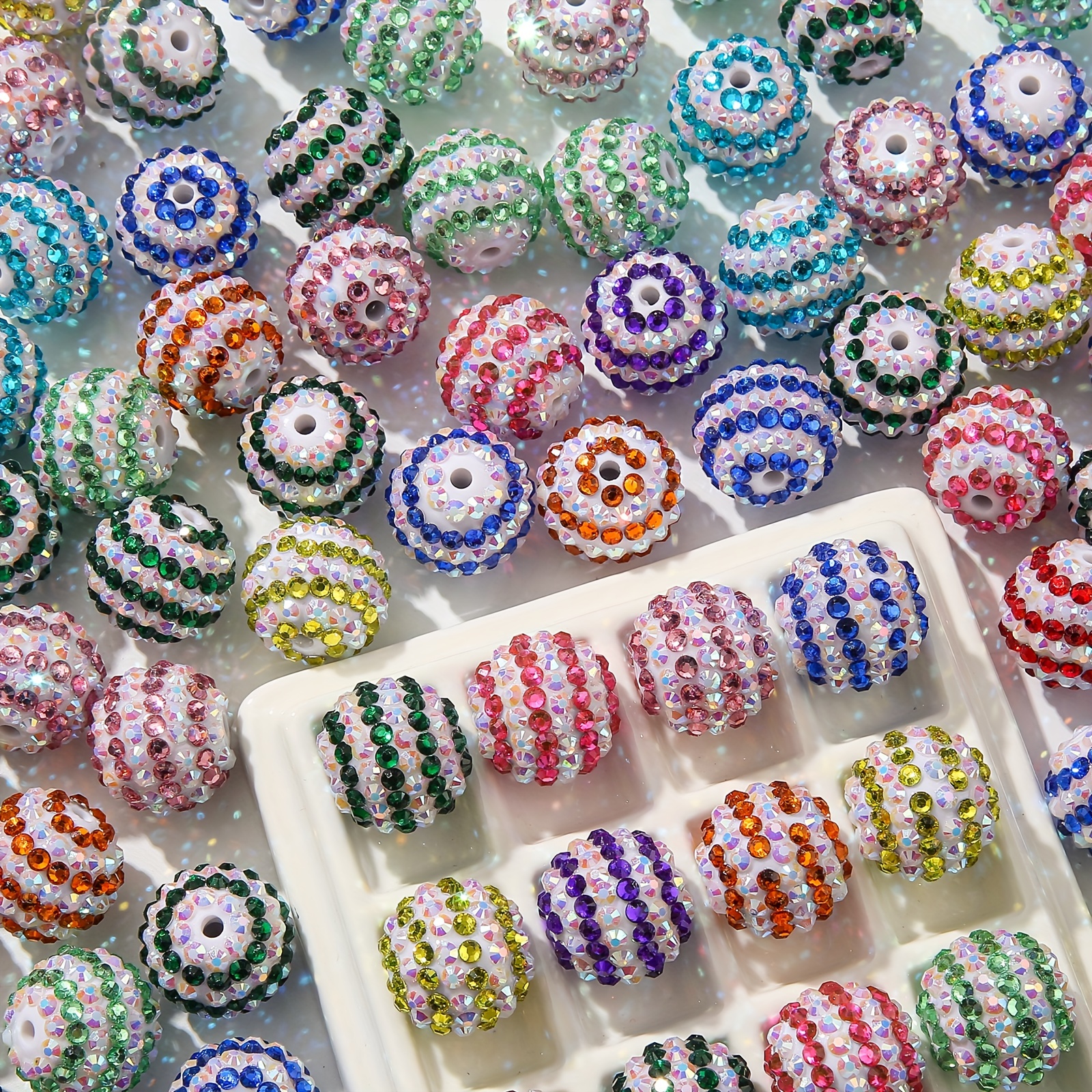 

20mm Beads, 20/50pcs Bubblegum Beads, Color Crack Beads, Shine Disco Ball Beads For Pen Bag Jewelry Making Necklace Bracelets