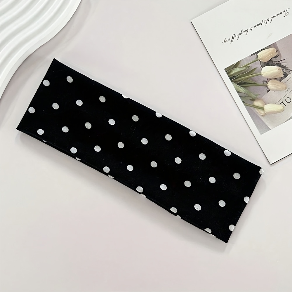 TEMU 1pc Outdoor Elastic Headband Fashion Polka Dot Makeup Headband Fitness Sweatband Easy
