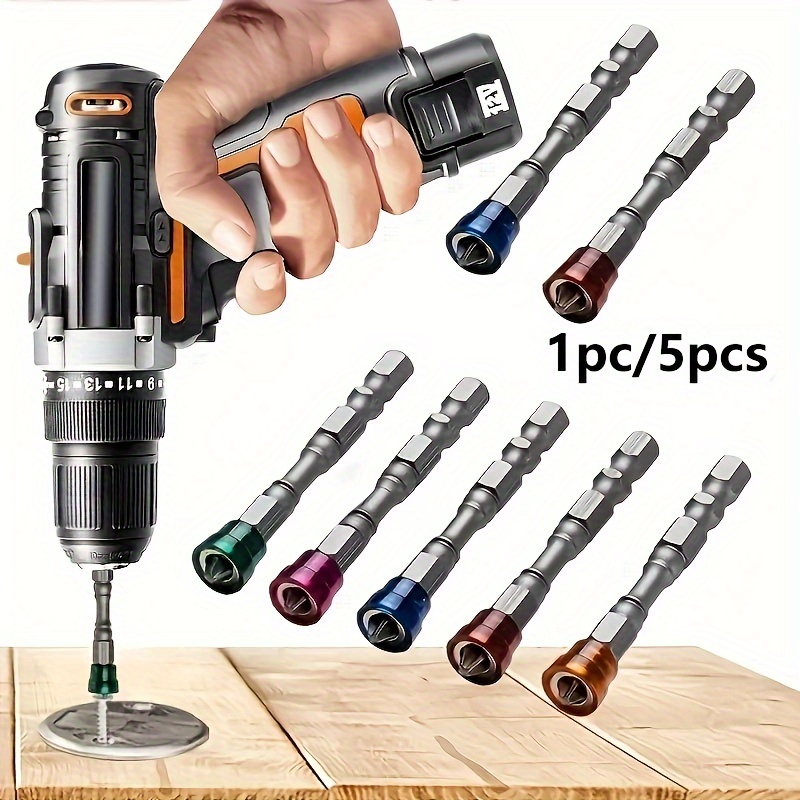 

1pc/5pcs Ph2 Magnetic Screwdriver Bit Set, 1/4 Inch Hex Handle S2 Alloy Electric Drill Bit Set, Suitable For Board And Dry Wall