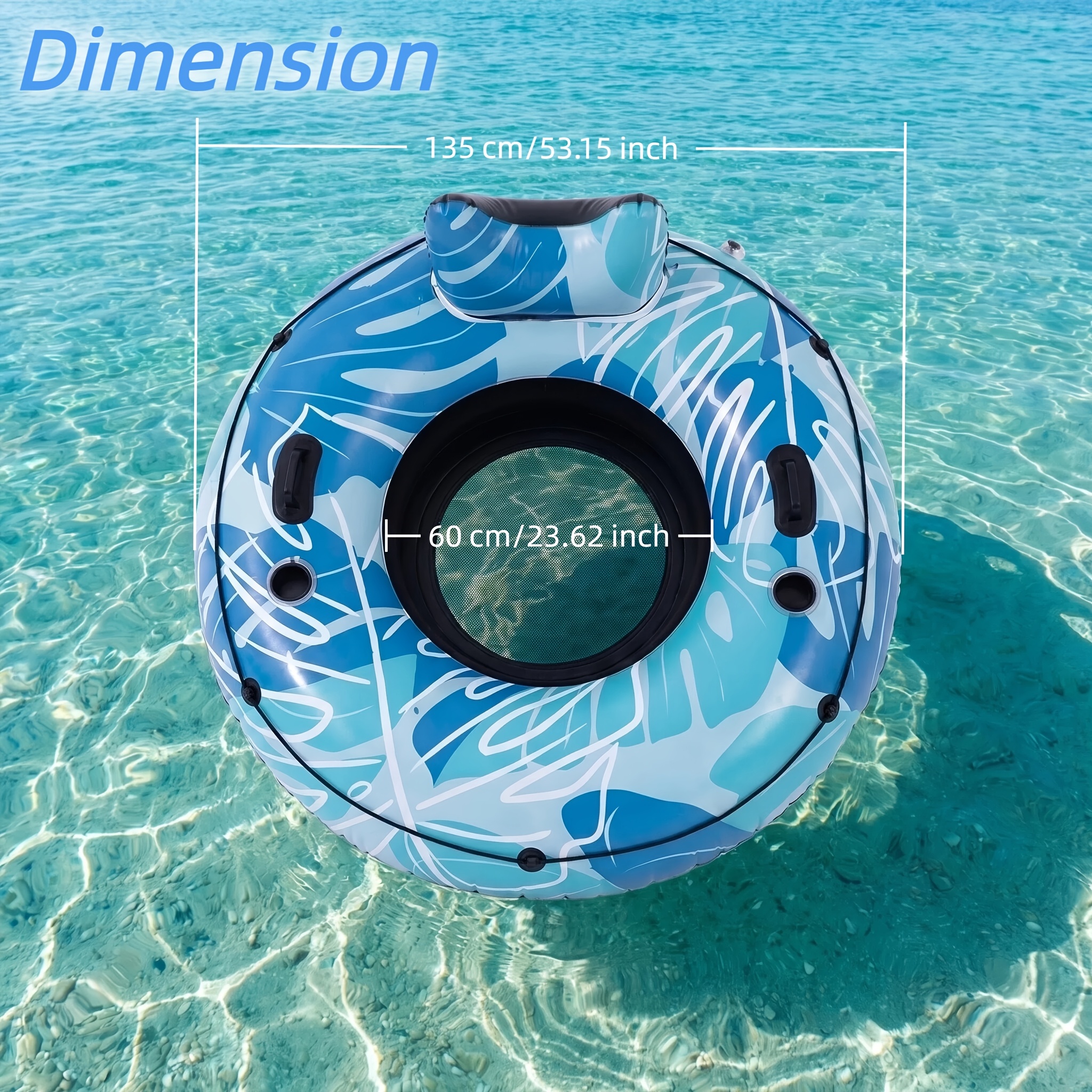 Image of Inflatable River Tube With Cooler, 2 Cup Holders And Backrest, River Floats With Handles & For Lake, River, 1 Person Person, Inflatable Floating Tube, River Run Tube Tubes