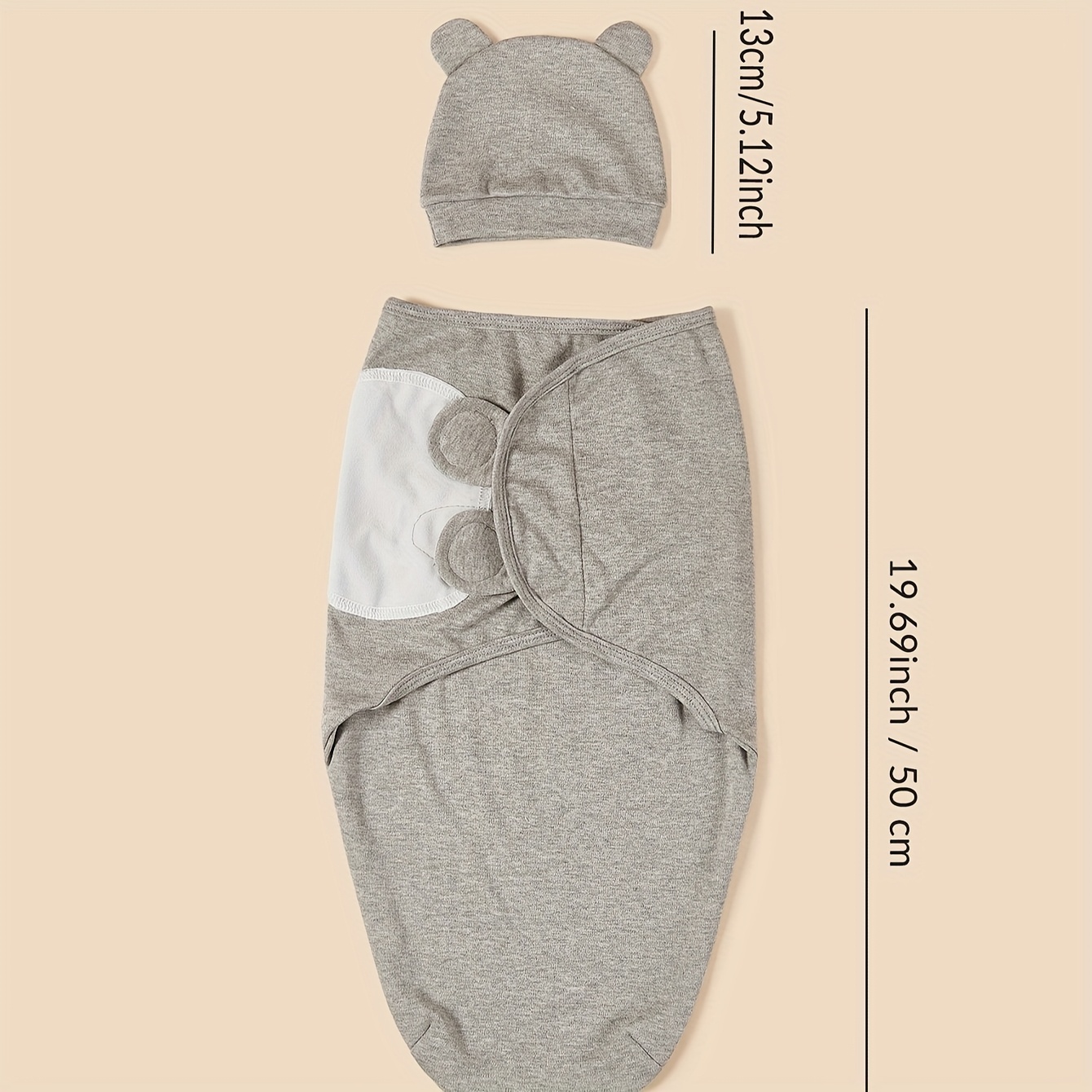 3pcs Newborn Swaddle Hat Set with Spring/summer Wrap