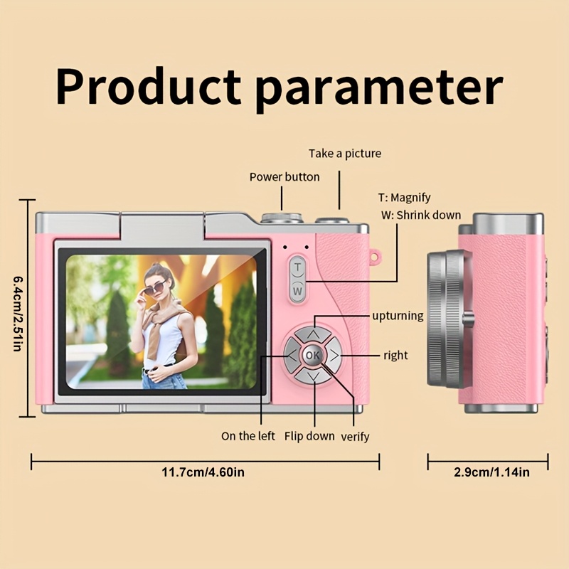 flip screen digital camera 4k hd video 16mp 8x zoom with 32gb   auto focus beginner friendly vlogging camera for travel christmas gifts multiple colors details 2