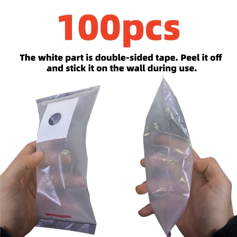 Image of 100pcs Of Wall Drilling Dust Bags, Designed For Electric And Manual Drills. The Tear-off Sticker Allows For Application, Managing Dust. Suitable For Electric Hammer Drills, Indoor And Outdoor Drilling