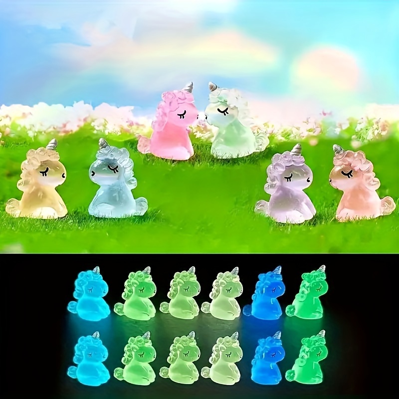 

6/20pcs, Whimsical Light-up Unicorn Miniatures For Fairy Gardens, Crafts And Party Decorations