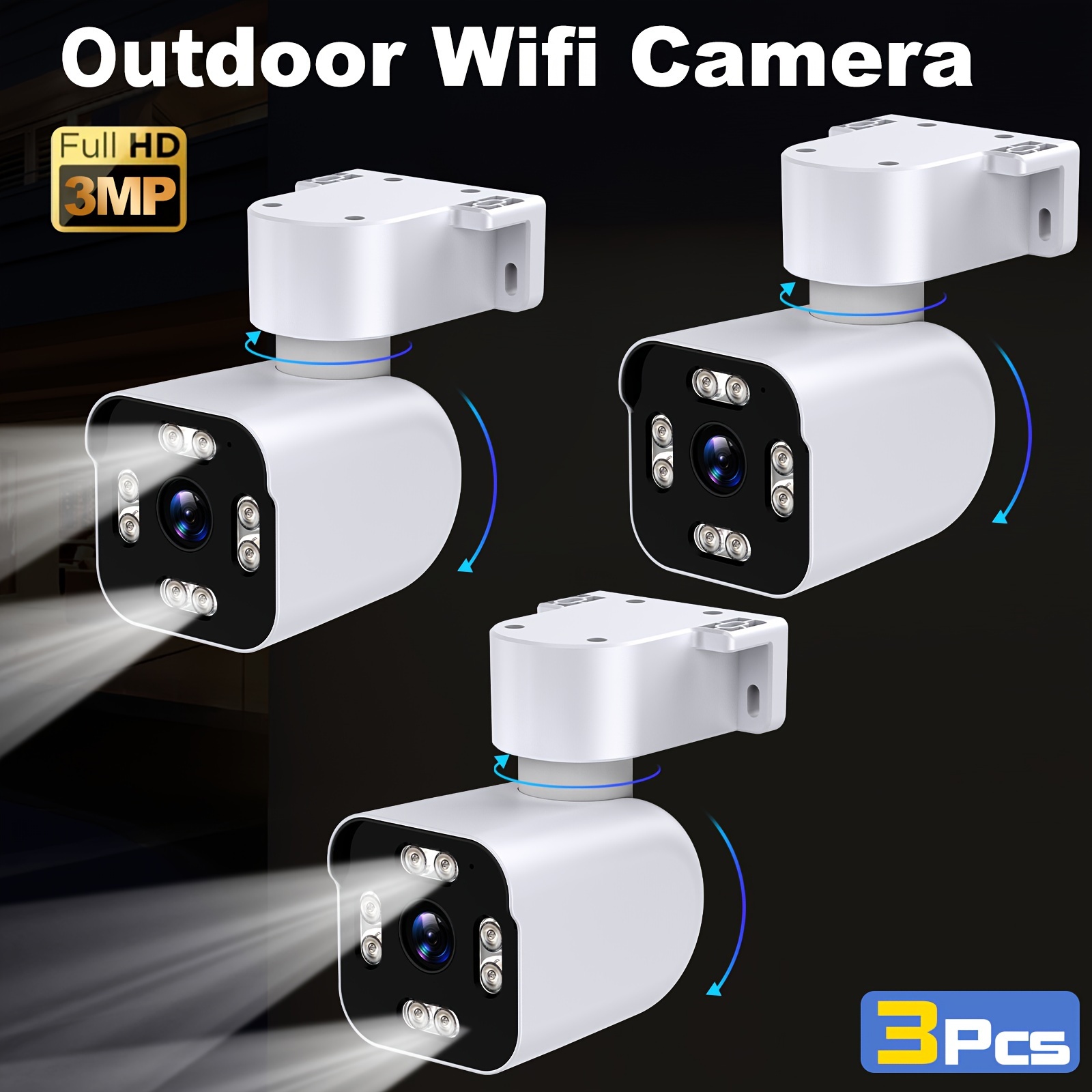 

3pcs 2k Hd Outdoor Wifi Cameras For Home Security, Indoor Ptz Camera Wireless Monitoring Home Door Surveillance, Wifi Smart Camera Night Vision Intelligent Detection